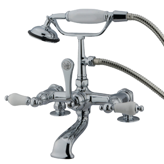 Vintage CC206T1 Three-Handle 2-Hole Deck Mount Clawfoot Tub Faucet with Hand Shower, Polished Chrome