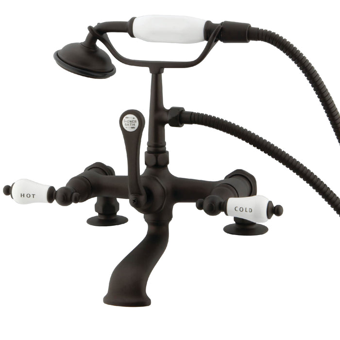 Vintage CC207T5 Three-Handle 2-Hole Deck Mount Clawfoot Tub Faucet with Hand Shower, Oil Rubbed Bronze