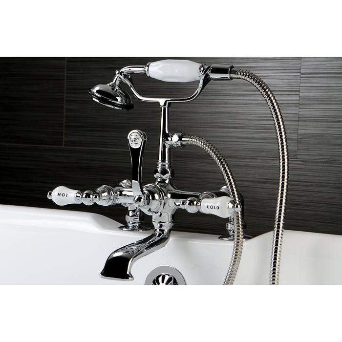 Vintage CC208T1 Three-Handle 2-Hole Deck Mount Clawfoot Tub Faucet with Hand Shower, Polished Chrome