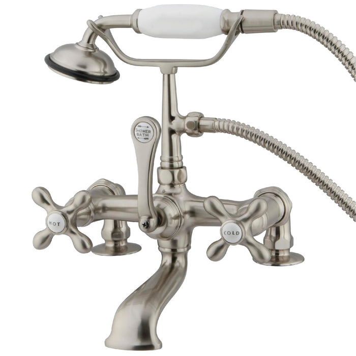 Vintage CC209T8 Three-Handle 2-Hole Deck Mount Clawfoot Tub Faucet with Hand Shower, Brushed Nickel