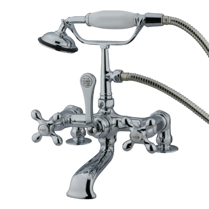 Vintage CC210T1 Three-Handle 2-Hole Deck Mount Clawfoot Tub Faucet with Hand Shower, Polished Chrome