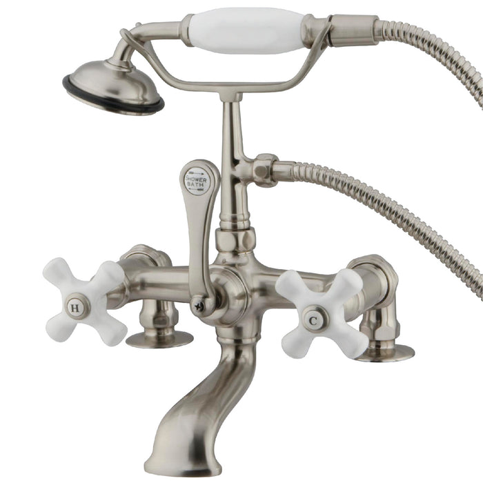 Vintage CC211T8 Three-Handle 2-Hole Deck Mount Clawfoot Tub Faucet with Hand Shower, Brushed Nickel