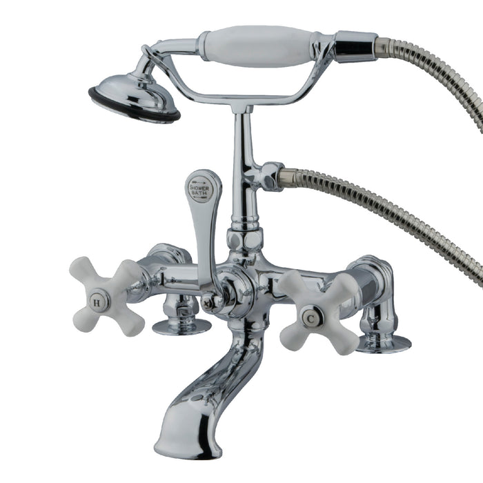 Vintage CC212T1 Three-Handle 2-Hole Deck Mount Clawfoot Tub Faucet with Hand Shower, Polished Chrome