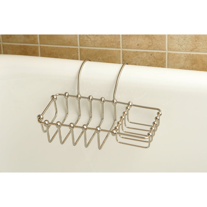 Kingston Heirloom CC2168 - Vintage 8-3/8 Inch Clawfoot Tub Hanging Soap and Sponge Holder, Brushed Nickel