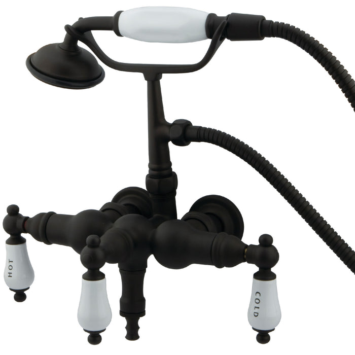 Vintage CC21T5 Three-Handle 2-Hole Tub Wall Mount Clawfoot Tub Faucet with Hand Shower, Oil Rubbed Bronze