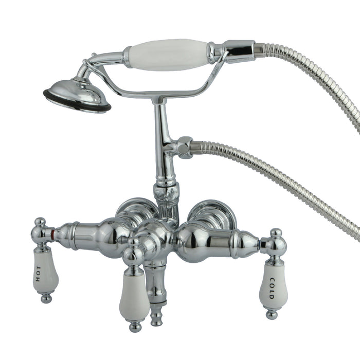 Vintage CC22T1 Three-Handle 2-Hole Tub Wall Mount Clawfoot Tub Faucet with Hand Shower, Polished Chrome