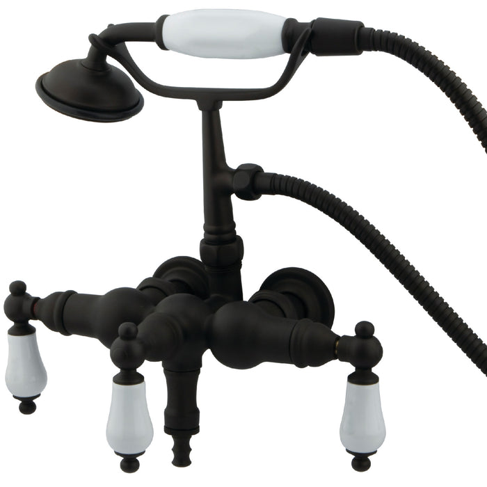 Vintage CC23T5 Three-Handle 2-Hole Tub Wall Mount Clawfoot Tub Faucet with Hand Shower, Oil Rubbed Bronze