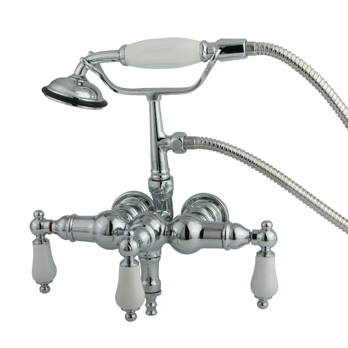 Vintage CC24T1 Three-Handle 2-Hole Tub Wall Mount Clawfoot Tub Faucet with Hand Shower, Polished Chrome