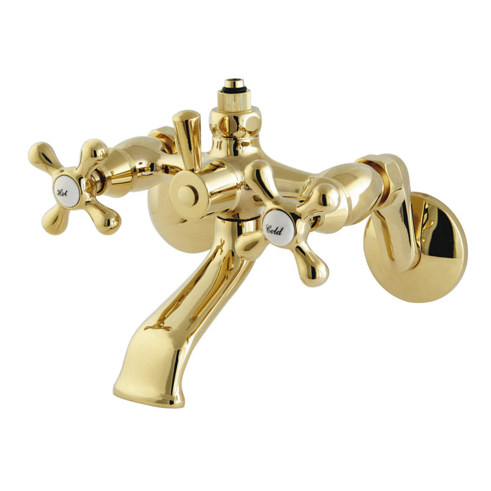 Kingston Heirloom CC2662 - Vintage Wall-Mount Tub Faucet with Riser Adaptor, Polished Brass