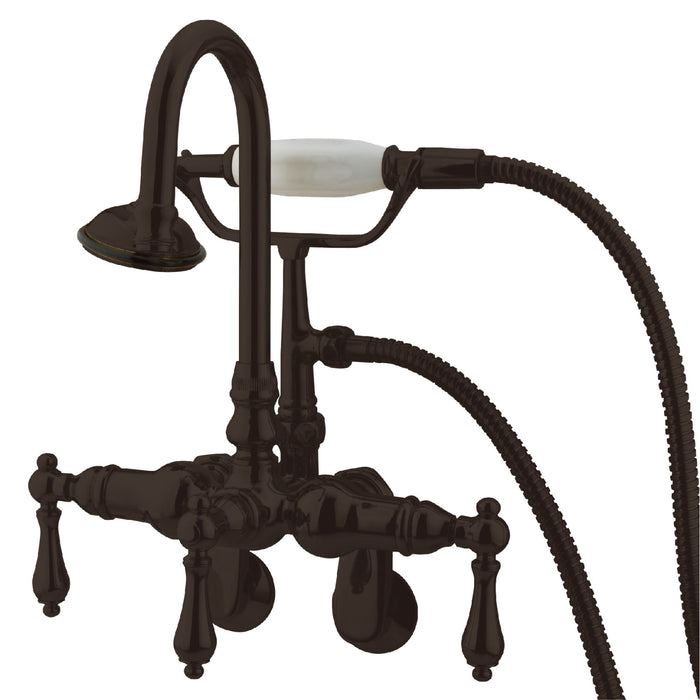 Vintage CC301T5 Three-Handle 2-Hole Tub Wall Mount Clawfoot Tub Faucet with Hand Shower, Oil Rubbed Bronze