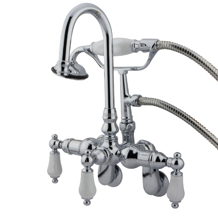 Vintage CC306T1 Three-Handle 2-Hole Tub Wall Mount Clawfoot Tub Faucet with Hand Shower, Polished Chrome