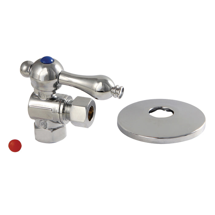 CC33101K 3/8-Inch FIP x 3/8-Inch OD Comp Quarter-Turn Angle Stop Valve with Flange, Polished Chrome