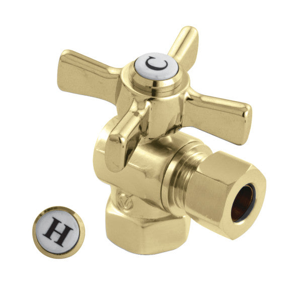 Kingston Tulare CC33102ZX - Millennium 3/8-Inch FIP x 3/8-Inch O.D. Comp Quarter-Turn Angle Shut-Off Valve, Polished Brass