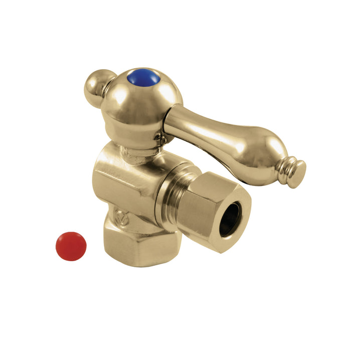 Kingston Heirloom CC33102 - Vintage 3/8-Inch FIP x 3/8-Inch O.D. Comp Quarter-Turn Angle Shut-Off Valve, Polished Brass