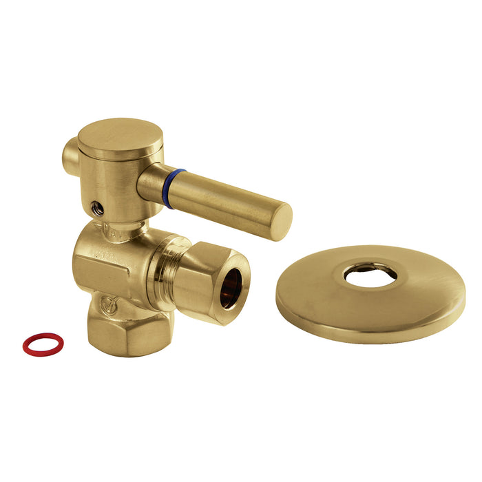 Concord CC33107DLK 3/8-Inch FIP x 3/8-Inch OD Comp Quarter-Turn Angle Stop Valve with Flange, Brushed Brass