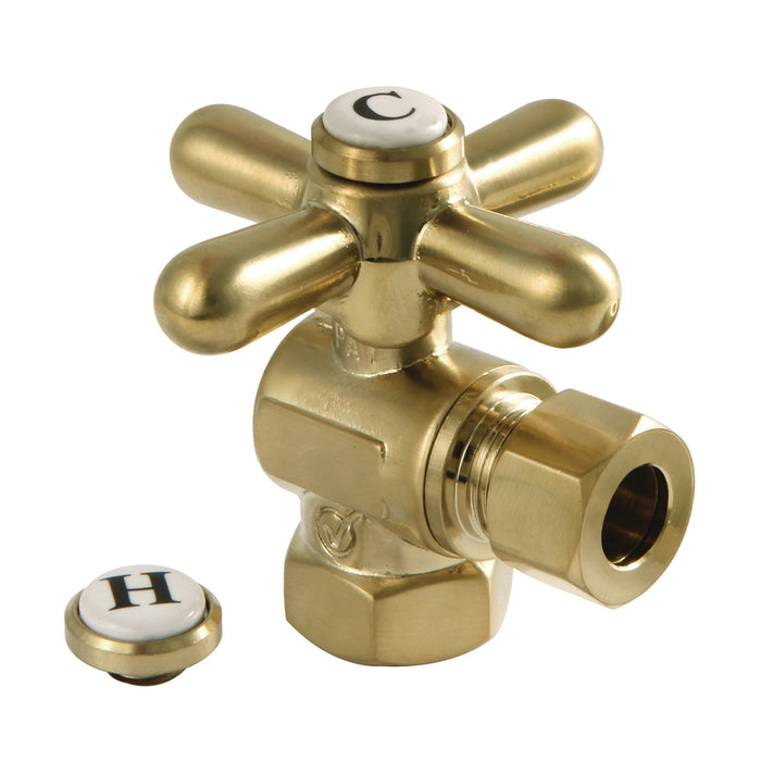 Kingston Heirloom CC33107X - Vintage 3/8-Inch FIP x 3/8-Inch O.D. Comp Quarter-Turn Angle Shut-Off Valve, Brushed Brass