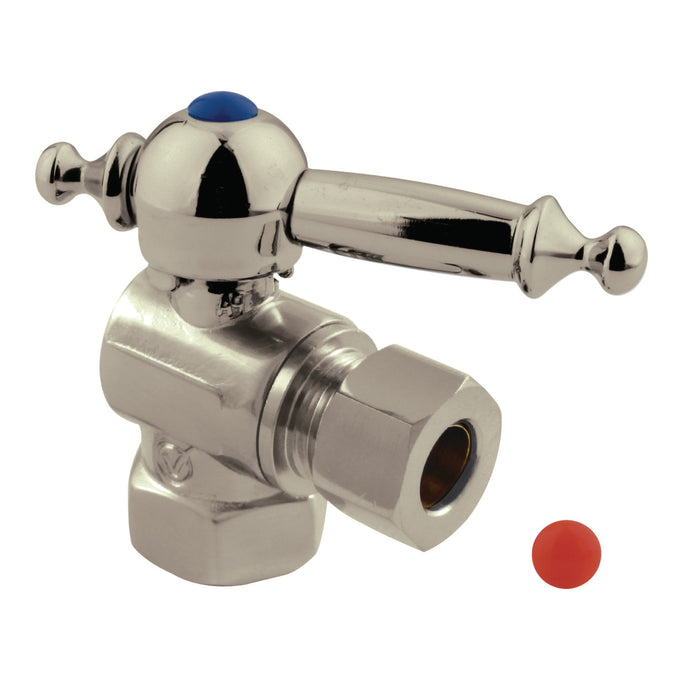 Kingston Tulare CC33108TL - Vintage 3/8-Inch FIP x 3/8-Inch O.D. Comp Quarter-Turn Angle Shut-Off Valve, Brushed Nickel