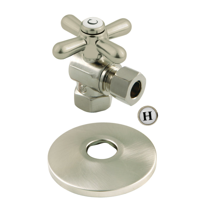 Vintage CC33108XK 3/8-Inch FIP x 3/8-Inch OD Comp Quarter-Turn Angle Stop Valve with Flange, Brushed Nickel