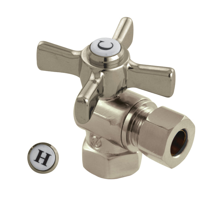 Kingston Tulare CC33108ZX - Millennium 3/8-Inch FIP x 3/8-Inch O.D. Comp Quarter-Turn Angle Shut-Off Valve, Brushed Nickel