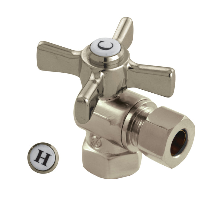 Millennium CC33108ZX 3/8-Inch FIP x 3/8-Inch OD Comp Quarter-Turn Angle Stop Valve, Brushed Nickel