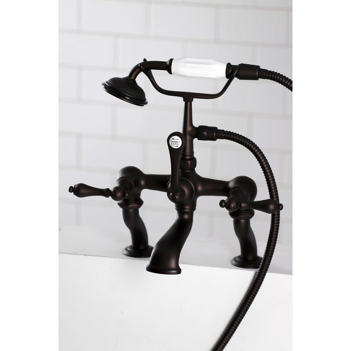 Vintage CC409T5 Three-Handle 2-Hole Deck Mount Clawfoot Tub Faucet with Hand Shower, Oil Rubbed Bronze
