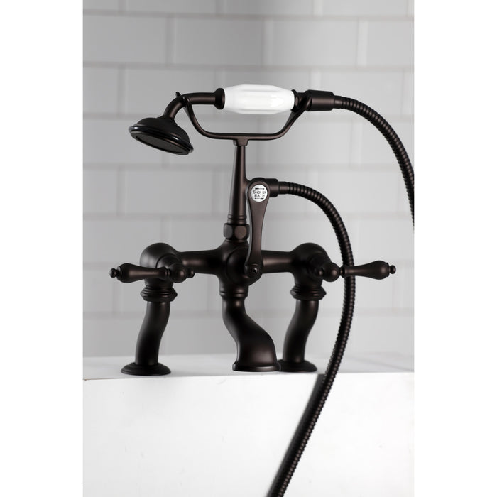 Vintage CC409T5 Three-Handle 2-Hole Deck Mount Clawfoot Tub Faucet with Hand Shower, Oil Rubbed Bronze