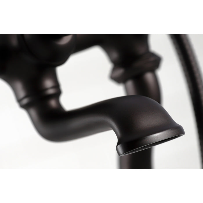Kingston Heirloom CC409T5 - Vintage Three-Handle 2-Hole Deck-Mount Clawfoot Tub Faucet with Hand Shower, Oil Rubbed Bronze