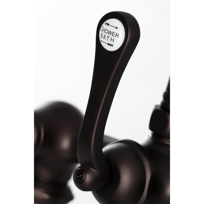 Kingston Heirloom CC409T5 - Vintage Three-Handle 2-Hole Deck-Mount Clawfoot Tub Faucet with Hand Shower, Oil Rubbed Bronze