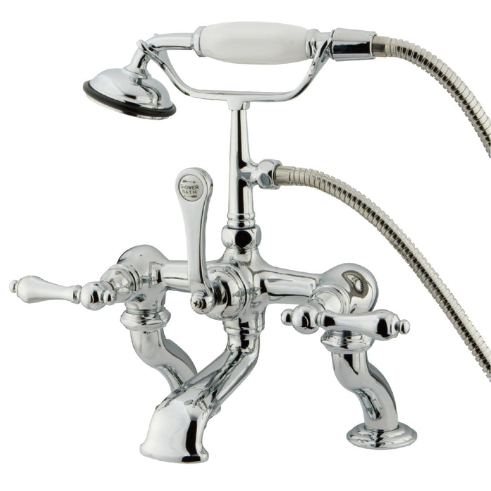 Vintage CC410T1 Three-Handle 2-Hole Deck Mount Clawfoot Tub Faucet with Hand Shower, Polished Chrome