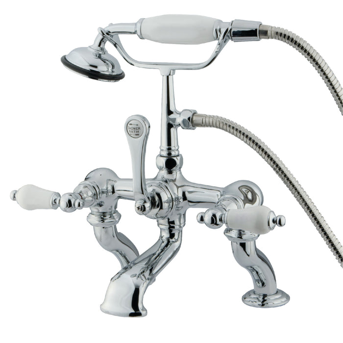 Vintage CC412T1 Three-Handle 2-Hole Deck Mount Clawfoot Tub Faucet with Hand Shower, Polished Chrome