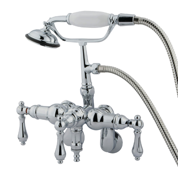Vintage CC420T1 Three-Handle 2-Hole Tub Wall Mount Clawfoot Tub Faucet with Hand Shower, Polished Chrome
