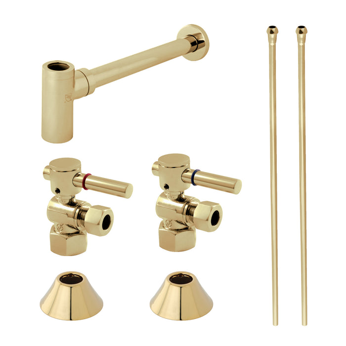 Trimscape CC43102DLLKB30 Contemporary Plumbing Sink Trim Kit with Bottle Trap, Polished Brass