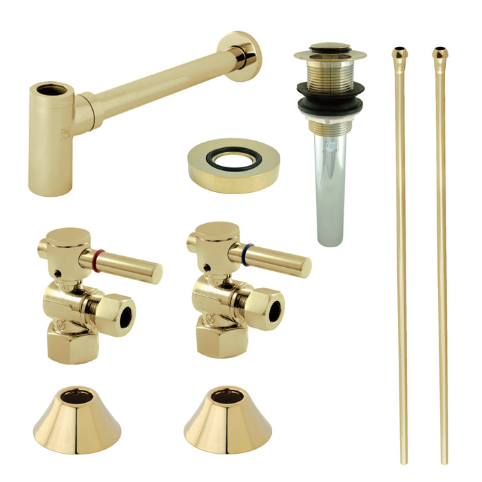 Trimscape CC43102DLVKB30 Contemporary Plumbing Sink Trim Kit with Bottle Trap and Drain, Polished Brass