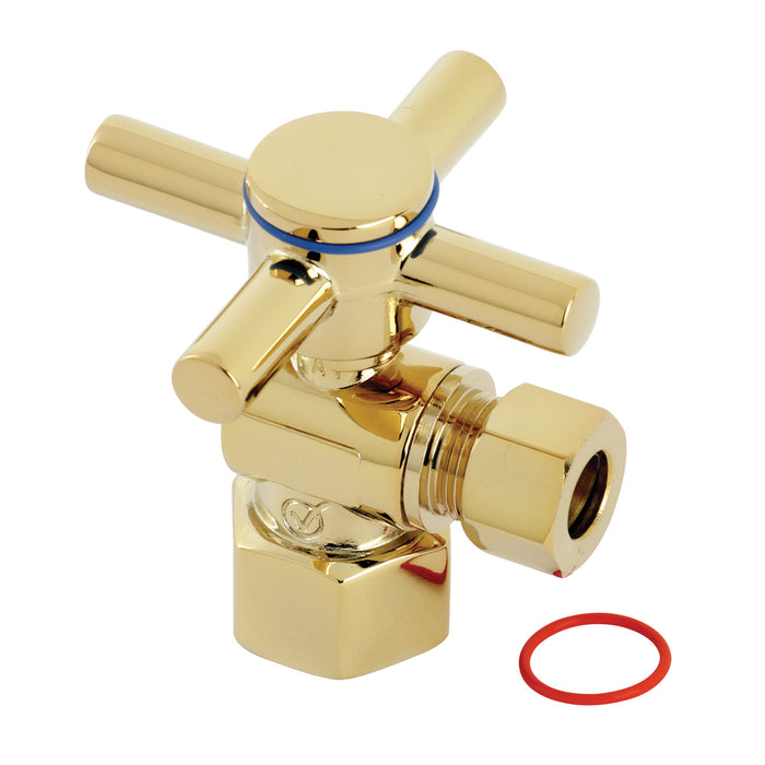 Concord CC43102DX 1/2-Inch FIP x 3/8-Inch OD Comp Quarter-Turn Angle Stop Valve, Polished Brass
