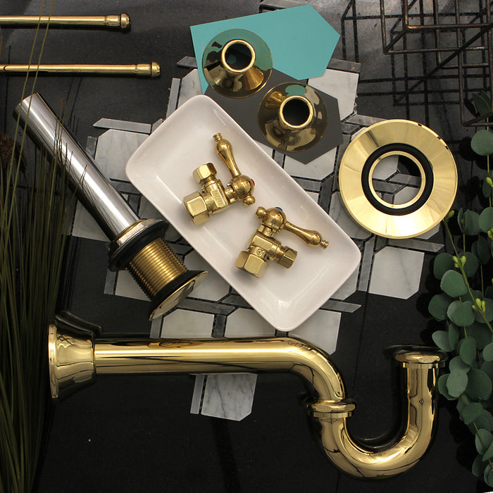 Trimscape CC43102VKB30 Traditional Plumbing Sink Trim Kit with P-Trap and Drain, Polished Brass
