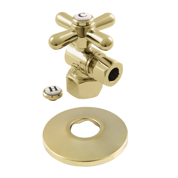 Vintage CC43102XK 1/2-Inch FIP x 3/8-Inch OD Comp Quarter-Turn Angle Stop Valve with Flange, Polished Brass
