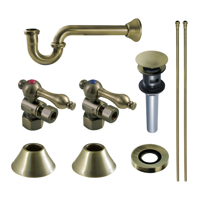 Trimscape CC43103VOKB30 Traditional Plumbing Sink Trim Kit with P-Trap and Overflow Drain, Antique Brass