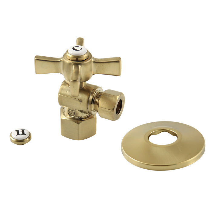 Millennium CC43107ZXK 1/2-Inch FIP x 3/8-Inch OD Comp Quarter-Turn Angle Stop Valve with Flange, Brushed Brass