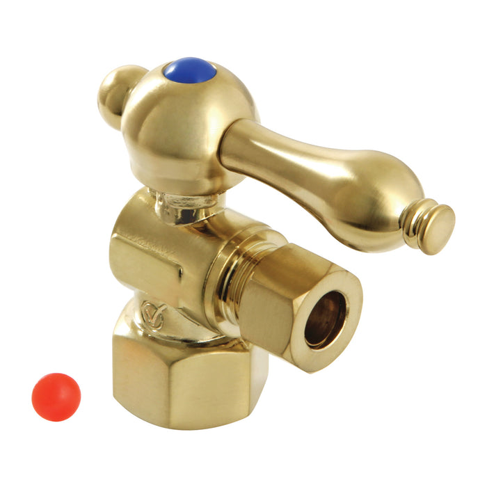 Kingston Heirloom CC43107 - Vintage 1/2-Inch FIP x 3/8-Inch O.D. Comp Quarter-Turn Angle Shut-Off Valve, Brushed Brass