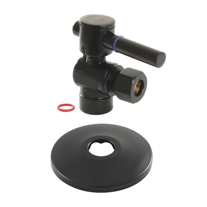 Concord CC43200DLK 1/2-Inch Sweat x 3/8-Inch OD Comp Quarter-Turn Angle Stop Valve with Flange, Matte Black