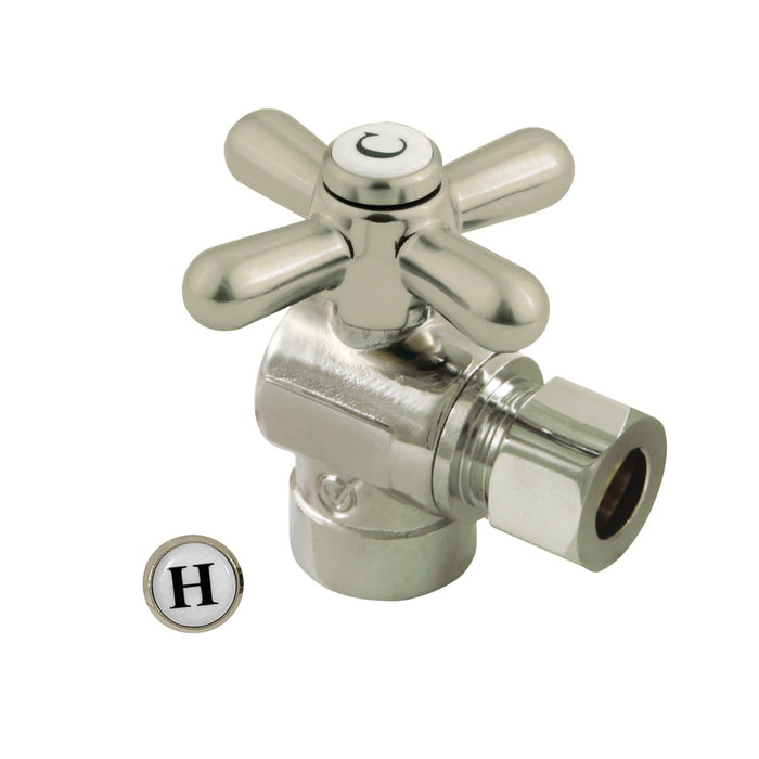 Vintage CC43208X 1/2-Inch Sweat x 3/8-Inch OD Comp Quarter-Turn Angle Stop Valve, Brushed Nickel