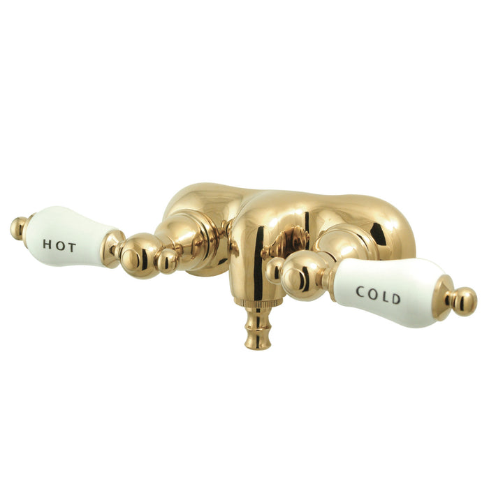 Kingston Heirloom CC43T2 - Vintage Two-Handle 2-Hole Tub Wall Mount Clawfoot Tub Faucet, Polished Brass