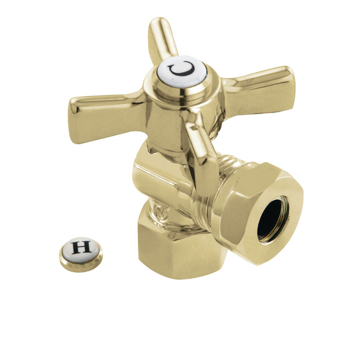 Kingston Tulare CC44102ZX - Millennium 1/2-Inch FIP x 1/2-Inch or 7/16-Inch Slip Joint Quarter-Turn Angle Shut-Off Valve, Polished Brass