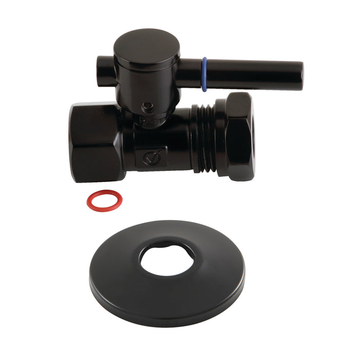 CC44150DLK 1/2-Inch FIP x 1/2 or 7/16-Inch Slip Joint Quarter-Turn Straight Stop Valve with Flange, Matte Black