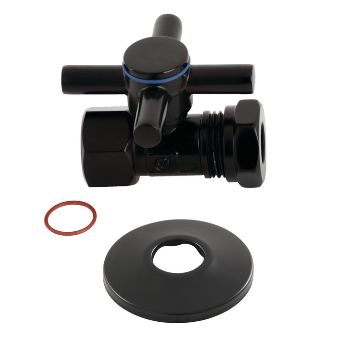 CC44150DXK 1/2-Inch FIP x 1/2 or 7/16-Inch Slip Joint Quarter-Turn Straight Stop Valve with Flange, Matte Black