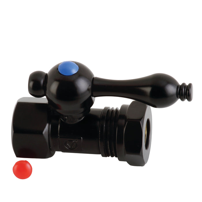 Kingston Heirloom CC44150 - Vintage 1/2-Inch FIP x 1/2-Inch or 7/16-Inch Slip Joint Quarter-Turn Straight Shut-Off Valve, Matte Black
