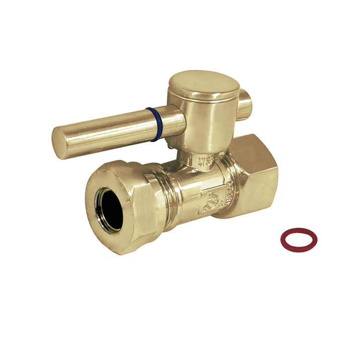Concord CC44152DL 1/2-Inch FIP x 1/2 or 7/16-Inch Slip Joint Quarter-Turn Straight Stop Valve, Polished Brass