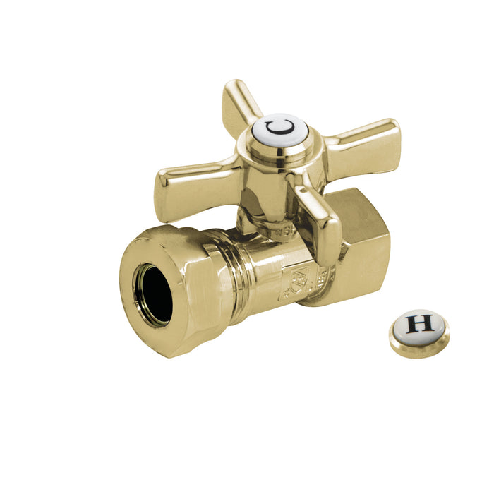 Millennium CC44152ZX 1/2-Inch FIP x 1/2 or 7/16-Inch Slip Joint Quarter-Turn Straight Stop Valve, Polished Brass