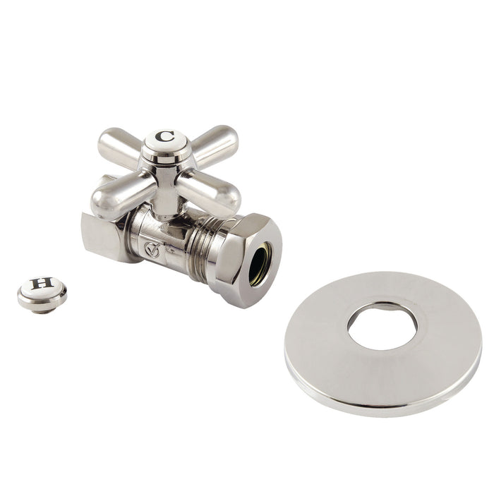 Vintage CC44156XK 1/2-Inch FIP x 1/2 or 7/16-Inch Slip Joint Quarter-Turn Straight Stop Valve with Flange, Polished Nickel