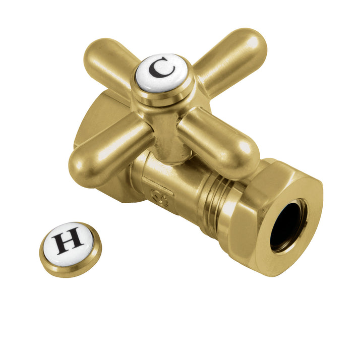 Vintage CC44157X 1/2-Inch FIP x 1/2 or 7/16-Inch Slip Joint Quarter-Turn Straight Stop Valve, Brushed Brass